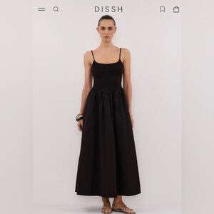 DISSH Milano Black Cotton Midi Dress